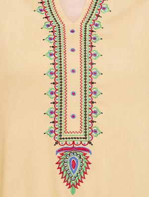 beige viscose straight kurta - 15034161 - Standard Image - 4