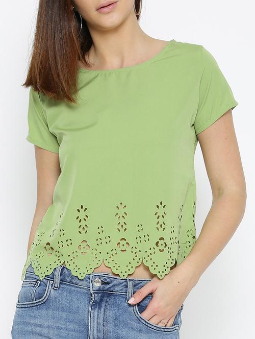olive green solid cut work top - 15034204 - Standard Image - 1