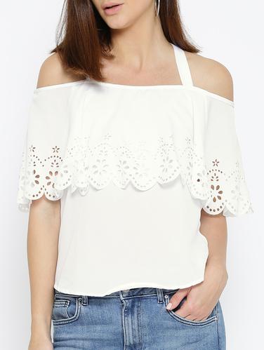 white solid cold shoulder top - 15034209 - Very Small Image - 1