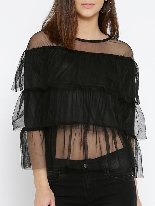 black solid layered top - 15034216 - Standard Image - 1