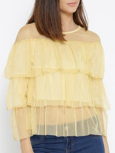 yellow solid layered top - 15034221 - Very Small Image - 1