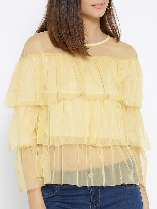 yellow solid layered top - 15034221 - Standard Image - 1
