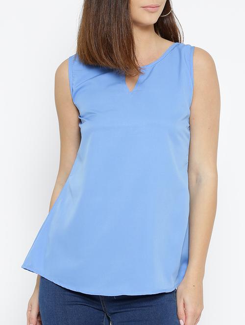 blue solid a-line top - 15034251 - Standard Image - 1