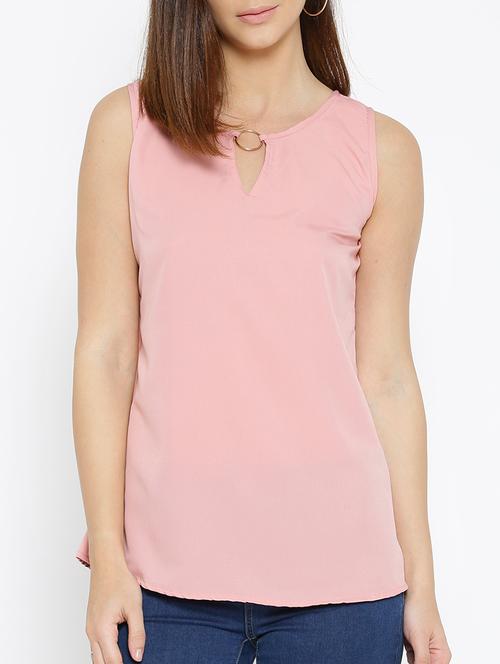 ring detail keyhole neck top - 15034255 - Standard Image - 1