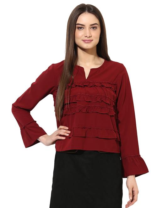 ruffle front polyester top - 15034327 - Very Small Image - 1
