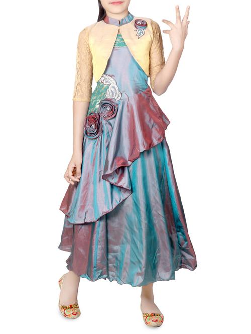 blue satin frock - 15034499 - Standard Image - 1