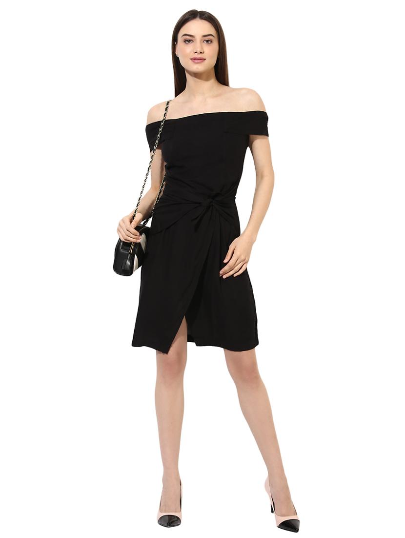 off shoulder tie-up front overlap dress - 15036089 - Zoom Image - 4
