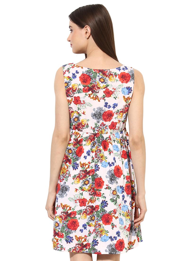 gathered waist floral flared dress - 15036091 - Zoom Image - 3