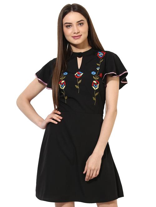 ruffle detail embroidered a-line dress - 15036101 - Standard Image - 1