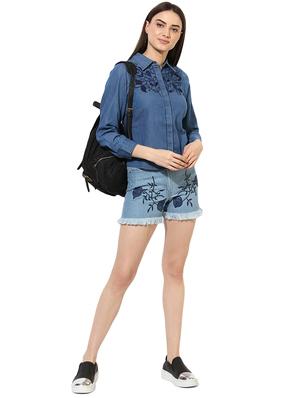 blue solid denim shirt - 15036109 - Standard Image - 4