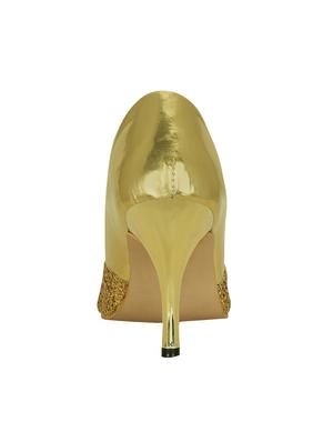 gold faux leather slip on pumps - 15036808 - Standard Image - 3