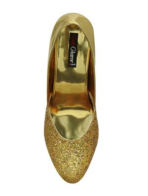 gold faux leather slip on pumps - 15036808 - Standard Image - 4