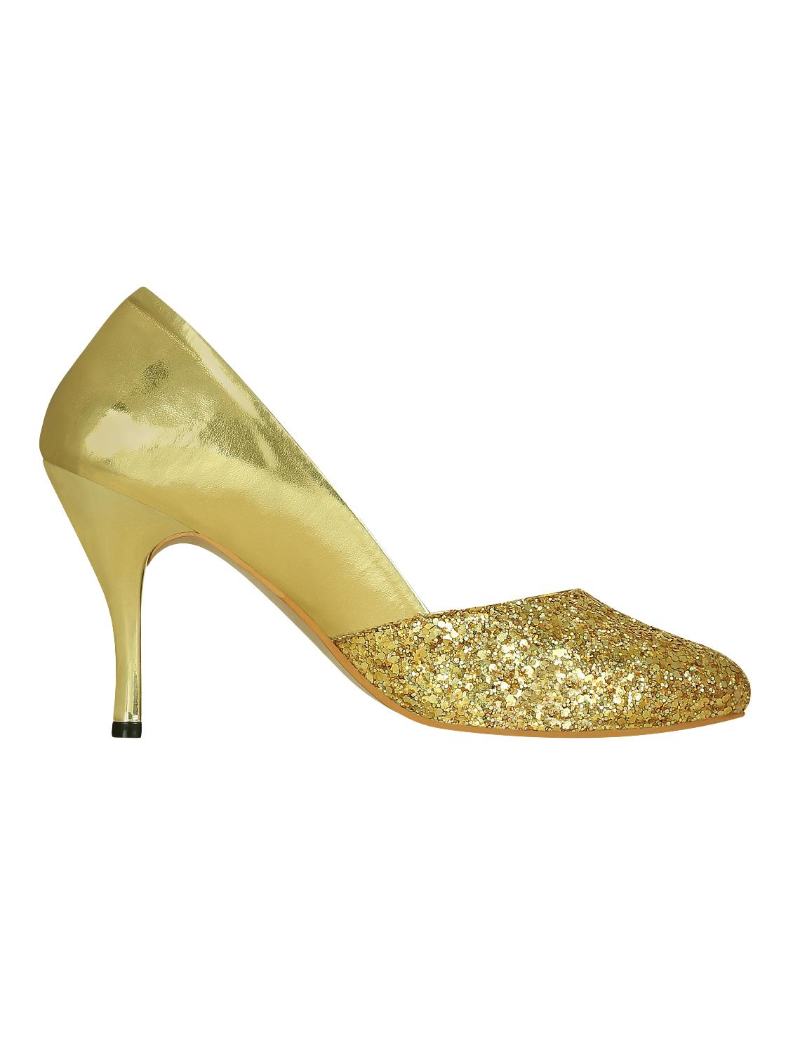 gold faux leather slip on pumps - 15036808 - Zoom Image - 2