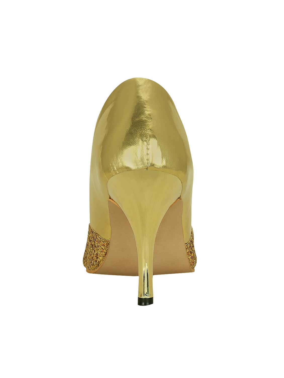 gold faux leather slip on pumps - 15036808 - Zoom Image - 3