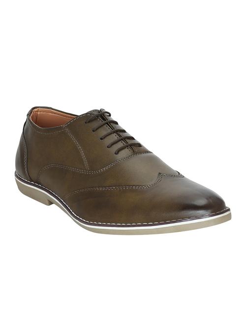 brown leatherette lace-up brouge - 15036852 - Standard Image - 1