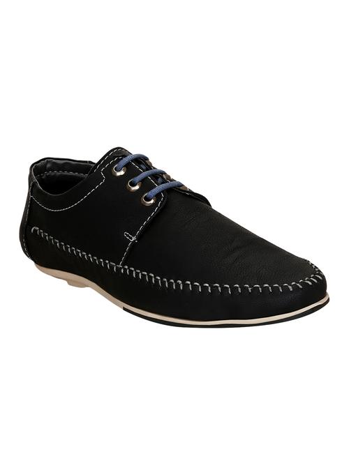 black leatherette lace up shoes - 15036853 - Standard Image - 1