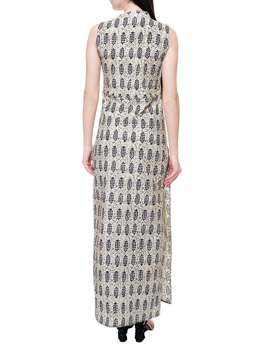 beige rayon straight kurta - 15036909 - Zoom Image - 3