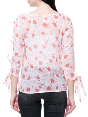 white printed georgette top - 15036928 - Standard Image - 3