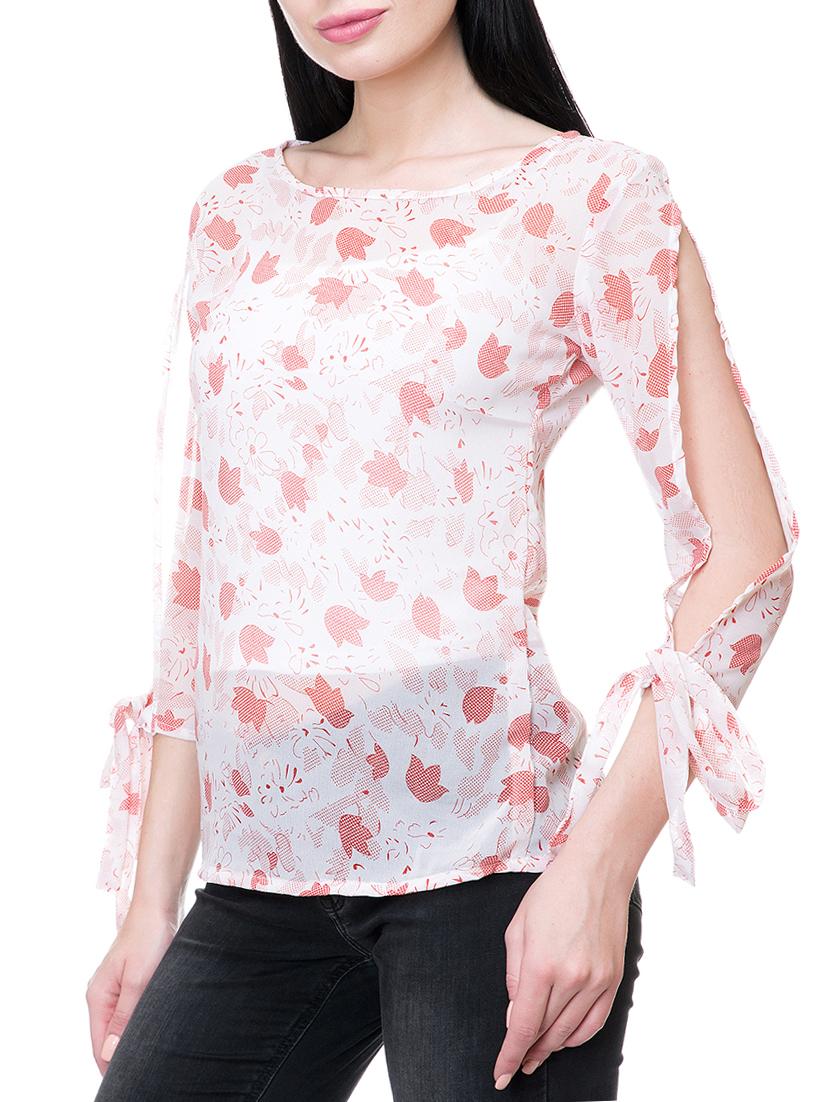 white printed georgette top - 15036928 - Zoom Image - 2