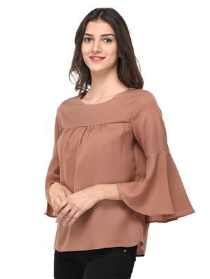 beige solid bell sleeved top - 15037159 -  Standard Image - 1