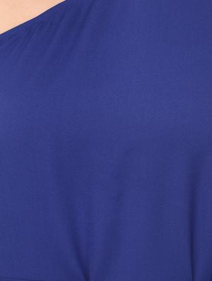 blue solid single shoulder top - 15037163 - Standard Image - 4