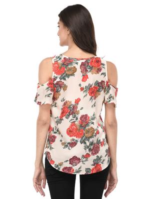 beige floral cold shoulder top - 15037167 - Standard Image - 3