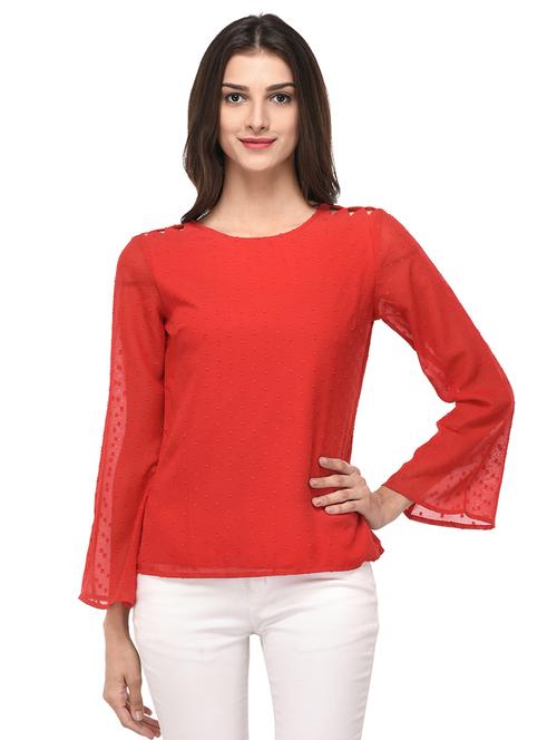 red solid dobby top - 15037180 - Standard Image - 1