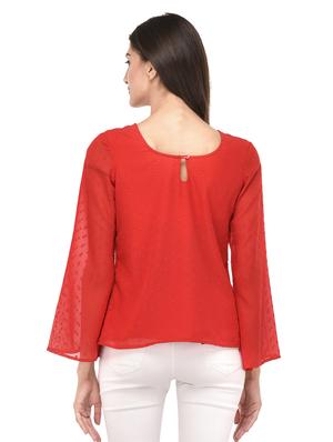 red solid dobby top - 15037180 - Standard Image - 3