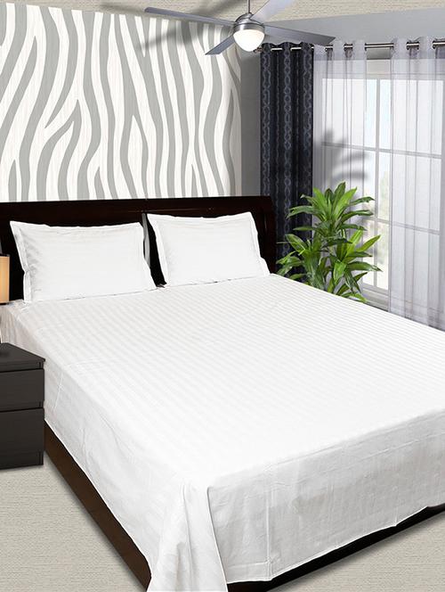 self striped king size bedsheet with 2 pillow covers - 15037645 - Standard Image - 1