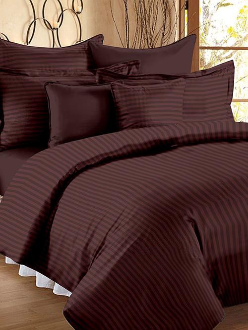 self striped king size bedsheet with 2 pillow covers - 15037681 - Very Small Image - 1