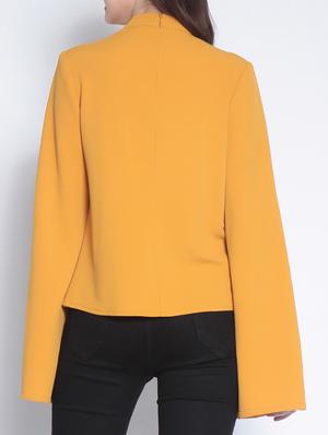 button detail slit sleeved top - 15037757 - Standard Image - 3