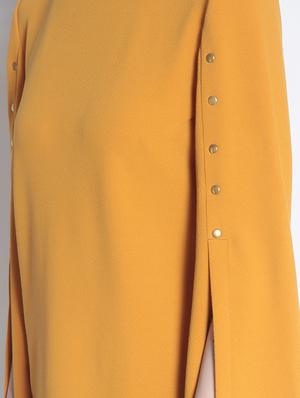 button detail slit sleeved top - 15037757 - Standard Image - 4