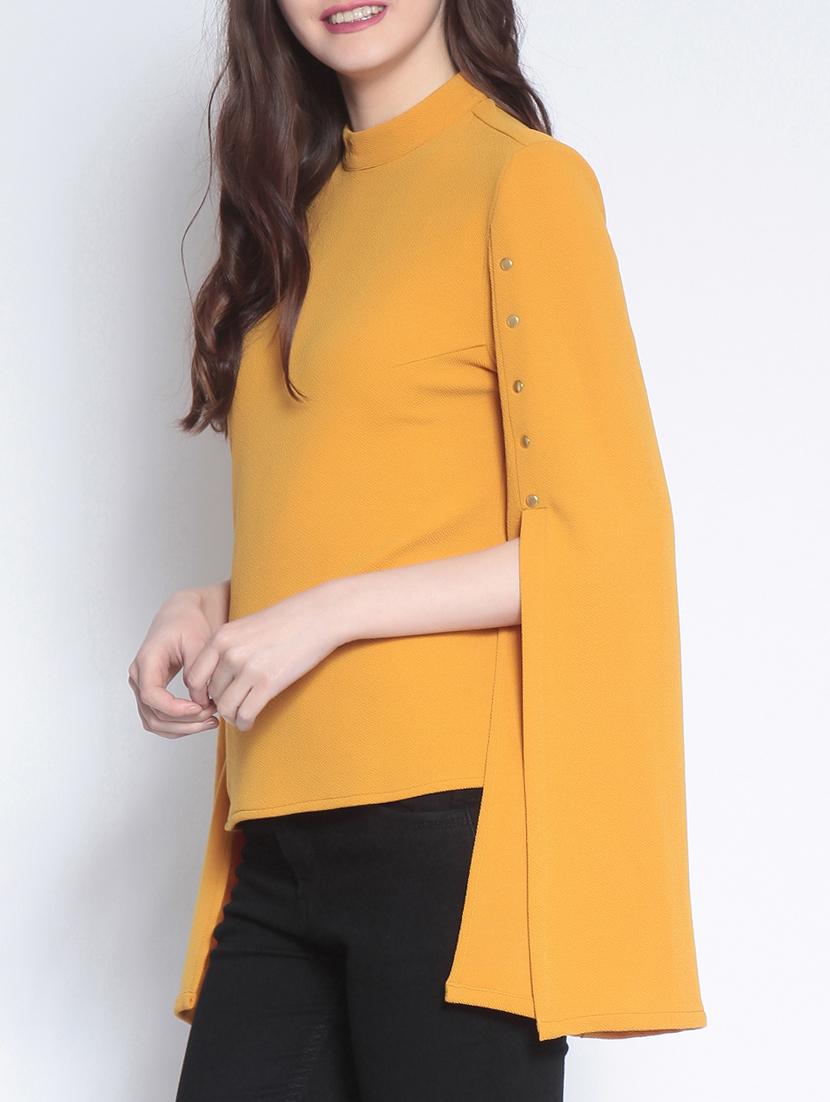 button detail slit sleeved top - 15037757 - Zoom Image - 2