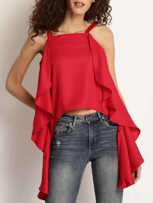 ruffled asymmetric top - 15037769 - Standard Image - 1