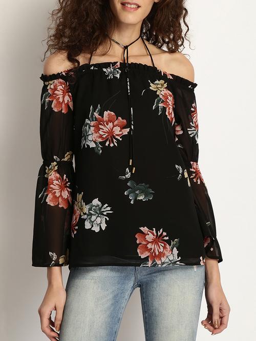 off shoulder floral top - 15037771 - Standard Image - 1