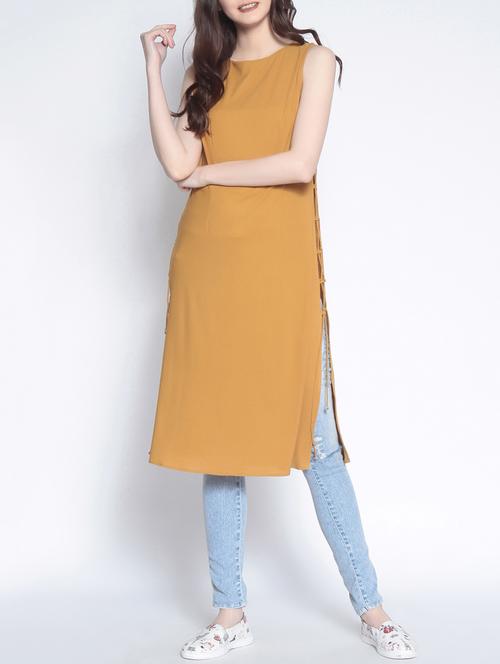 yellow solid a-line tunic - 15038413 - Standard Image - 1