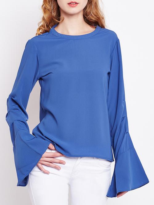 keyhole back bell sleeved top - 15038415 - Standard Image - 1