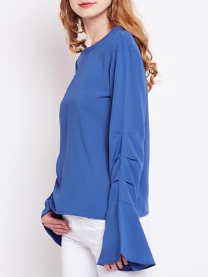 keyhole back bell sleeved top - 15038415 - Standard Image - 2