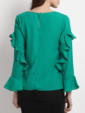 ruffle detail bell sleeved top - 15038420 - Standard Image - 3
