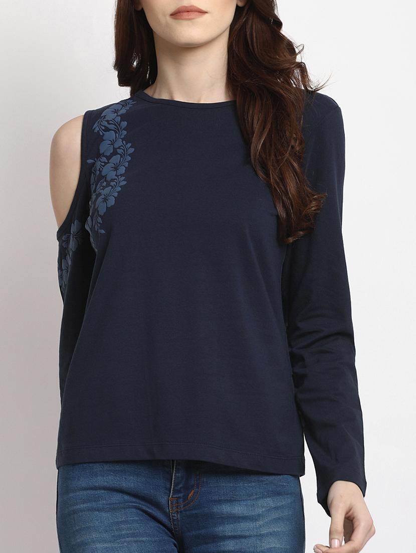 single cold shoulder crew neck top - 15038428 - Zoom Image - 1