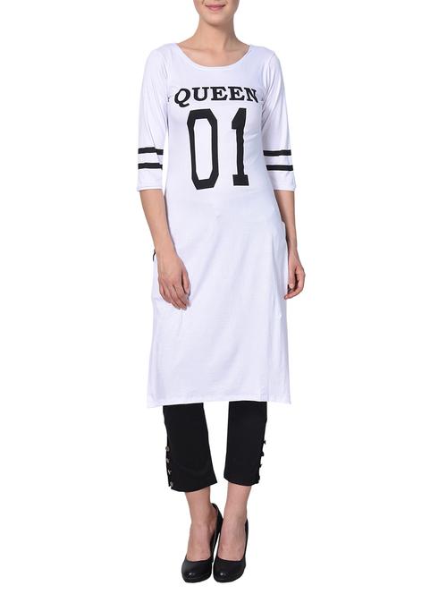 white cotton blend aline tunic - 15039570 - Standard Image - 1
