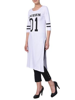 white cotton blend aline tunic - 15039570 - Standard Image - 2