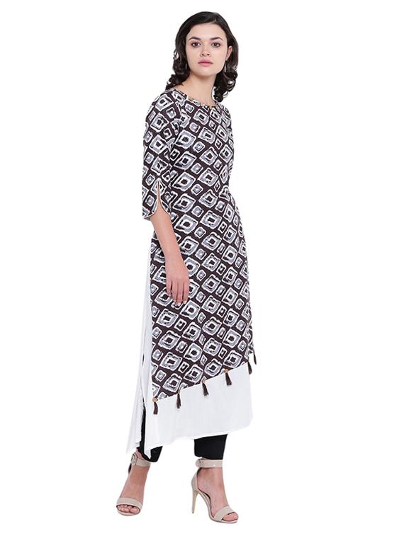 printed layered kurta - 15040139 - Zoom Image - 2