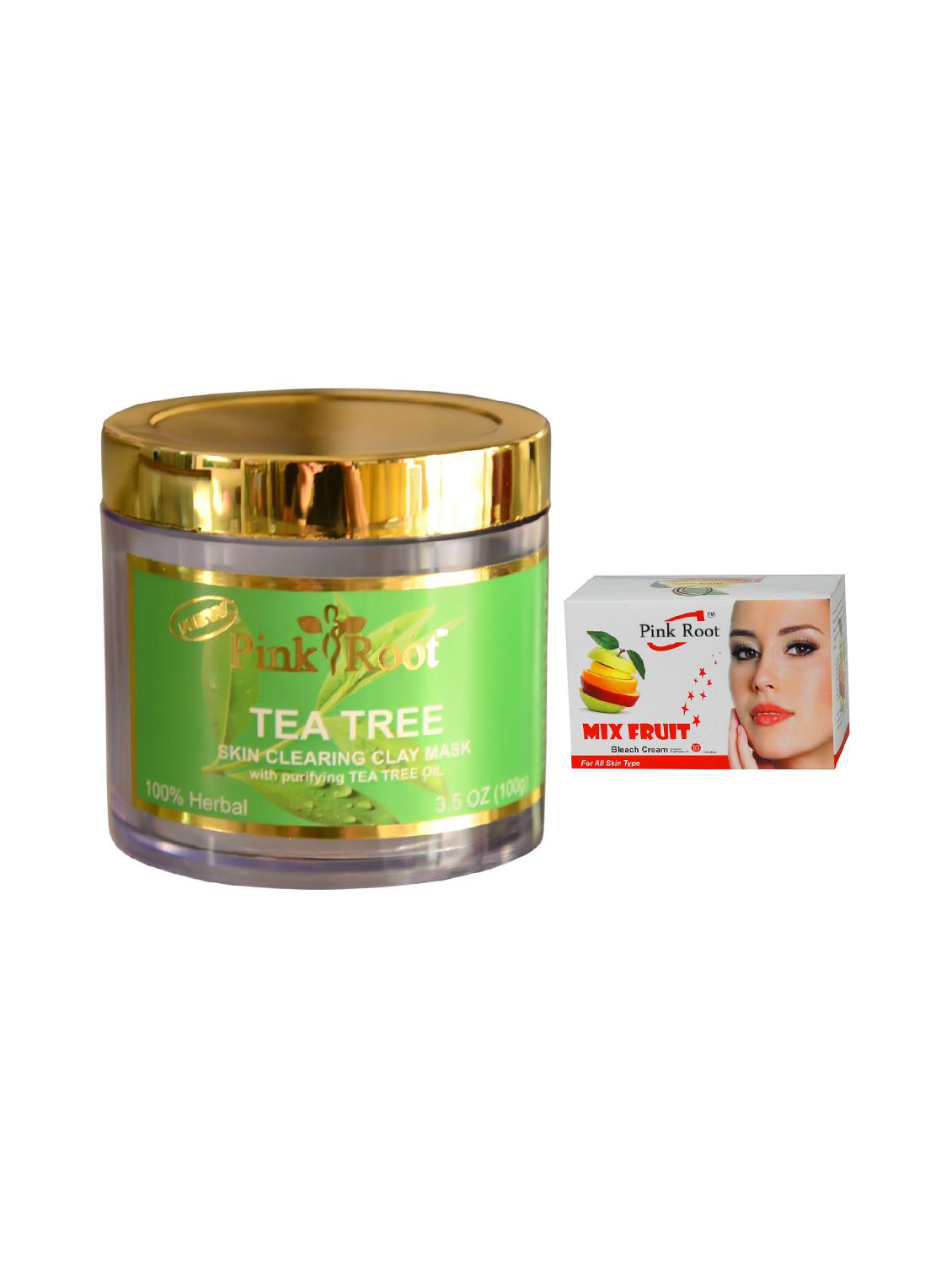 pink root mix fruit bleach 50g and pink root tea tree skin clearing clay mask 100gm - 15040552 - Zoom Image - 1