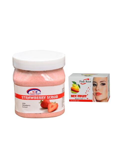 pink root mix fruit bleach 50g and pink root strawberry scrub 500ml - 15040602 - Standard Image - 1