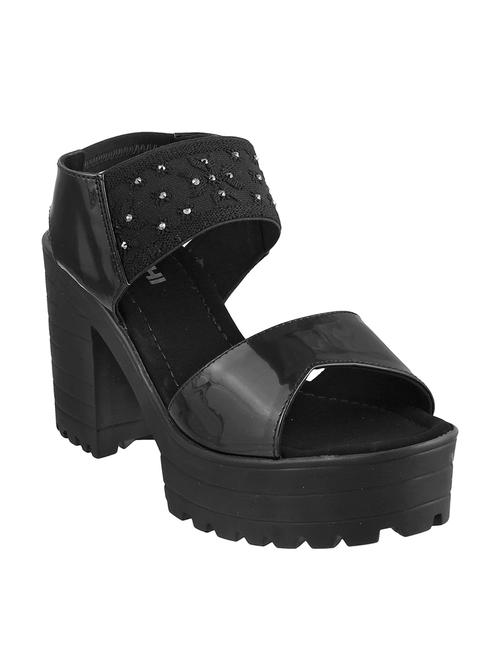 black faux leather back strap sandals - 15040919 - Standard Image - 1