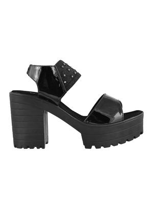 black faux leather back strap sandals - 15040919 - Standard Image - 2