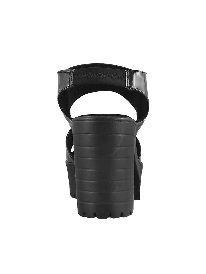 black faux leather back strap sandals - 15040919 - Zoom Image - 3
