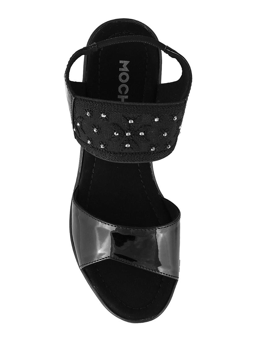 black faux leather back strap sandals - 15040919 - Zoom Image - 4