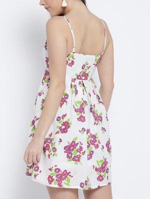 white floral fit & flare dress - 15041395 - Standard Image - 3